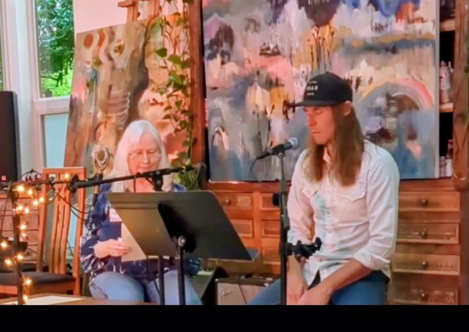 A picture of Dee Wirak with Lewis Childs at the Flora Bowley Art Studio.